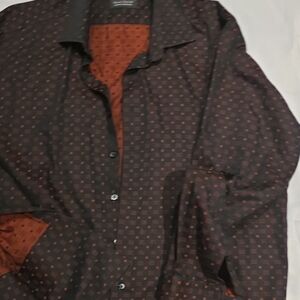 Men's Black and Brown Patterned Dress Shirt